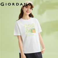 GIORDANO Women Geto2.Net Series T-Shirts Summer Crewneck Short Sleeve Tee 100% Cotton Fashion Print Casual Tshirts 99392233