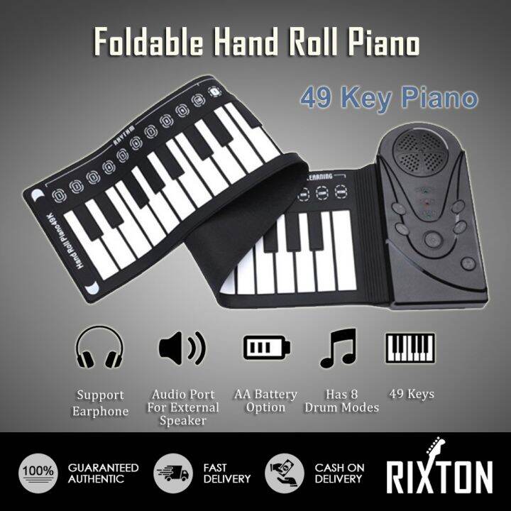 Foldable Hand Roll Piano 49 Key Silicone Rubber Electronic Keyboard ...