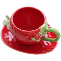 New Year Strawberry Color Strawberry Tea Cup Creative Pink Cold Coffe Mug Ceramic Cup Coffee Shake Vasos De Vidrio Cup Set