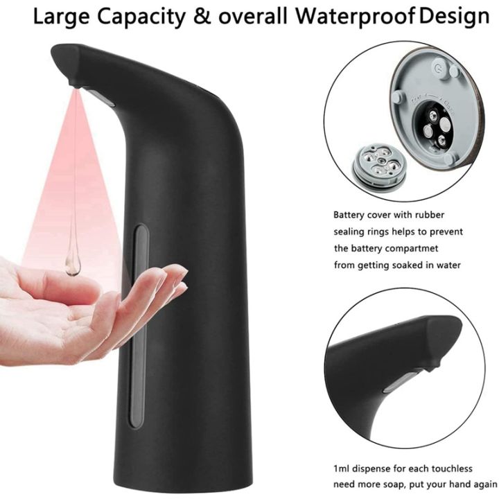 2x-black-automatic-soap-dispenser-touchless-auto-liquid-soap-dispenser-for-kitchen-bathroom-400ml