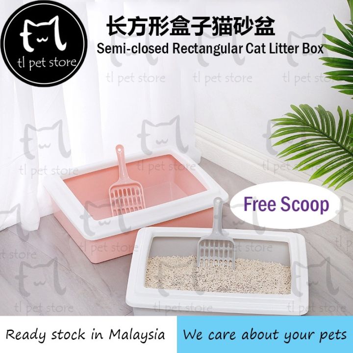 Rectangular cat litter tray with shovel