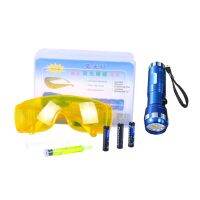 090E AC Dye Leak Test Detection Kit ไฟฉาย LED พร้อม UV--แว่นตา R134a