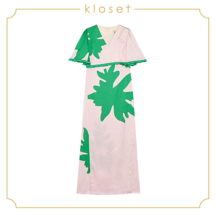 kloset-serial-print-long-dress-ss19-d017-เดรสผู้หญิง-เสื้อผ้าผู้หญิง-เสื้อผ้าแฟชั่น-เดรสยาว-เดรสพิมพ์ลาย