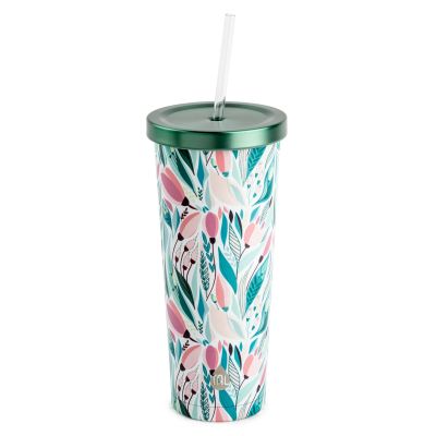 TAL Stainless Steel Coolie Tumbler 24 fl oz, Green Tropical