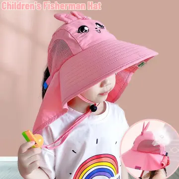 Baby Boys Girls Wide Brim Cute Sun Hat Kids Bucket Cap Summer Anti
