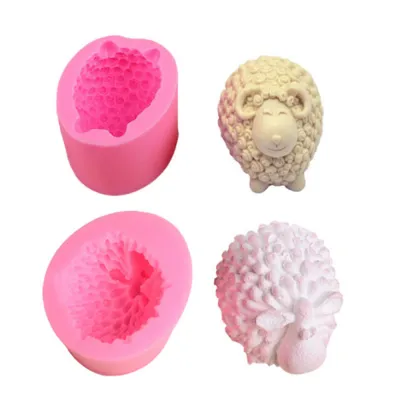 3D Silicone Animal Molds Cute Sheep Candle Mold 3D Silicone Animal Molds DIY Epoxy Craft Molds Handmade Resin Animal Molds Soap Making Molds With Sheep Design Valentines Day Candle Molds Plaster Decoration Molds With Sheep Shape Lovely Sheep Silicone