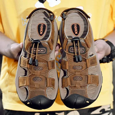 New Genuine Leather Men Shoes Summer New Large Size Mens Sandals Men Sandals Fashion Sandals Slippers Big Size 38-4