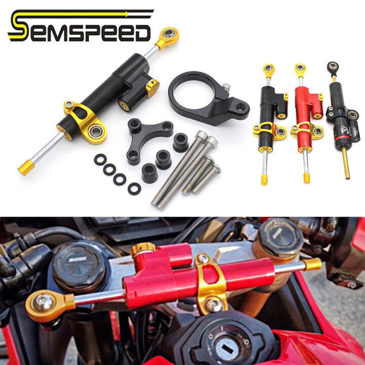 SEMSPEED Motorcycle CNC Steering Damper Shock Stabilizer Mount Kit For