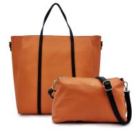 กระเป๋า Tote Tote POLO HILL สำหรับผู้หญิง2-In-1ชุดเซ็ต PHS-HB2083 (สีเขียว/สีส้ม)