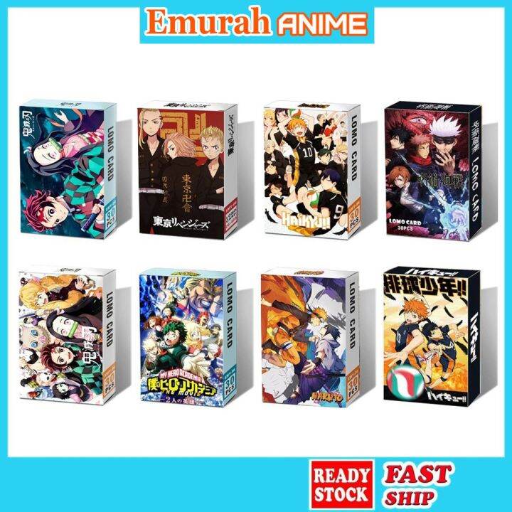 DraggmePartty 30Pcs Anime Genshin Impact Sword Art Online Jujutsu Kaisen  Cardcaptor Sakura Photocard My Hero Academia Lomo Card 