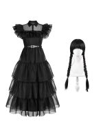 2023 Cosplay Wednesday Addams Dress For Girl Kids Movie Costumes Black Sleeveless Gothic Dresses Halloween Party Women Nightdress