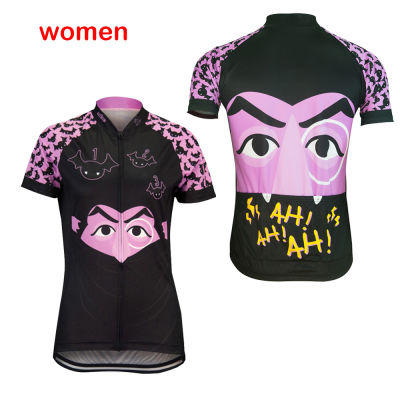 Hot Women Cartoon Cycling Jersey Funny Breathable Short Sleeve Bike Wear Jersey Cycling Clothing Maillot Outdoor Cajastur