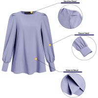 ZANZEA Women Korean Style Simple Casual Long Sleeve O Neck Solid Color Loose Fashion Blouse