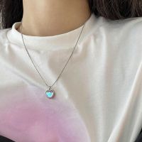 [COD] and Korean ins moonstone love pendant necklace female niche design version temperament cold sweater chain