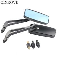 Square Blue Lens Motorcycle Rearview Mirror Universal Aluminum Alloy Mirror For Yamaha Tracer 900 MT 03 Vespa GTS Royal Enfield