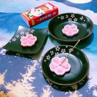 Sakura Incense Japanese incense insert style ceramic plate dish holder seat large