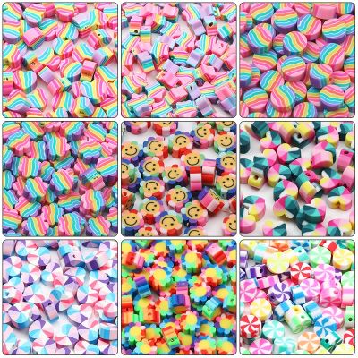 【CW】☍✖▥  Polymer Clay Spacer Beads Colorful Star Smiling Pattern Jewelry Making Gifts Accessories