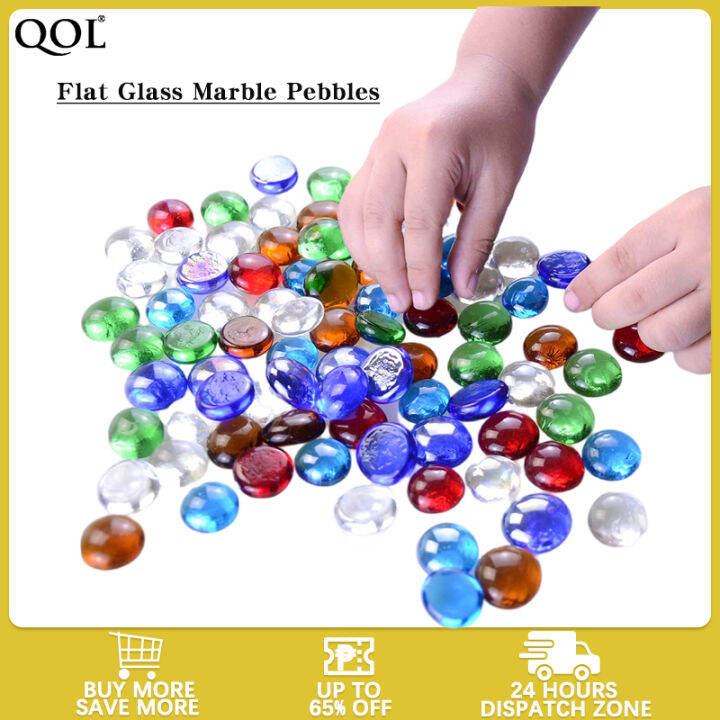 Aquarium Coloful Glass Stones Beads Flat Glass Marble Pebbles Vase