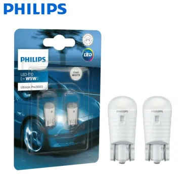 Philips Ultinon LED 4000K W5W T10 Warm White Auto Interior Bulbs Turn  Signals LED Door Reading Lamps W2.1x9.5d 11961ULW4X2, 2pcs