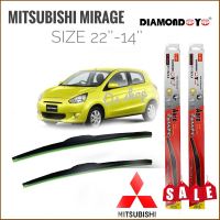 Tkt ที่ปัดน้ำฝน ใบปัดน้ำฝน ซิลิโคน ตรงรุ่น Mitsubishi Mirage ไซส์ 22-14 ยี่ห้อ Diamondคุณภาพดีจริง**คุณภาพดีจริง จบในที่เดียว**