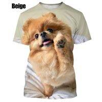 2022 New Summer Hot Sale Cute and Funny Dog Pomeranian 3D Printing High Quality Mens and Womens T-shirt Tops