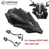 กระจกบังลม MT07,สำหรับยามาฮ่า FZ07 2022 2023 FZ-07 MT-07กระจกบังลมกระจกหน้ารถสปอยเลอร์ฝาครอบแต่งรถหักเหชุดอลูมิเนียม20-23