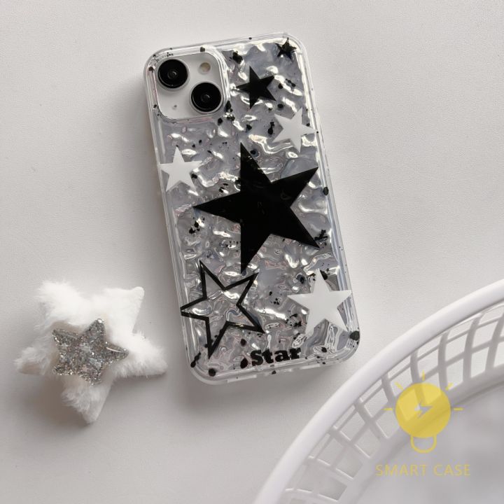 for-เคสไอโฟน-14-pro-max-shining-star-black-silver-เคส-phone-case-for-iphone-14-pro-max-plus-13-12-11-for-เคสไอโฟน11-ins-korean-style-retro-classic-couple-shockproof-protective-tpu-cover-shell