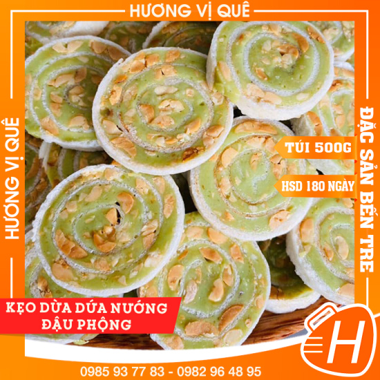 Hcmkẹo dừa dứa nướng đậu phộng - túi 500g - đặc sản xứ dừa bến tre - ảnh sản phẩm 1