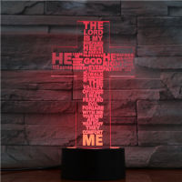 Christian Series 3D Lamp Cross Jesus Bible Night Light Acrylic Plate Touch Remote Base Home Decor Holiday Gifts For Friend