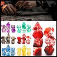 HUAN 7Pcs/set 7-Die Table Game ลูกเต๋า DND โปร่งใสโปร่งใส D4 D6 D8 D10 D12 D20 ลูกเต๋าเกม หลายเหลี่ยมเพชรพลอย อะคริลิค ลูกเต๋าหลายด้าน TRPG DND