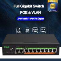 Koqit 10Port สวิตช์สวิทช์ Poe ไฟฟ้าผ่านสายอีเธอร์เน็ตกิกะบิตฮับ RJ45เราเตอร์อินเตอร์เน็ตเกณฑ์วัดแบบ Eternet Smart VLAN ขยายเร็ว100/1000 Mbps J72