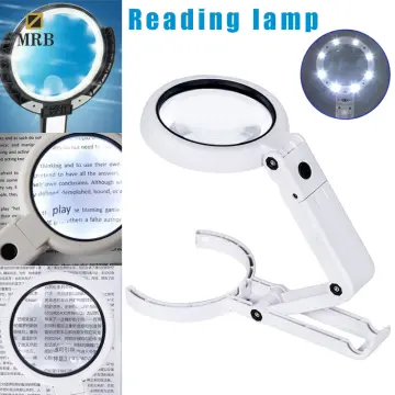 25X10X Handheld Lighted Magnifying Glass Standing Hands Free Magnifier w/  Light