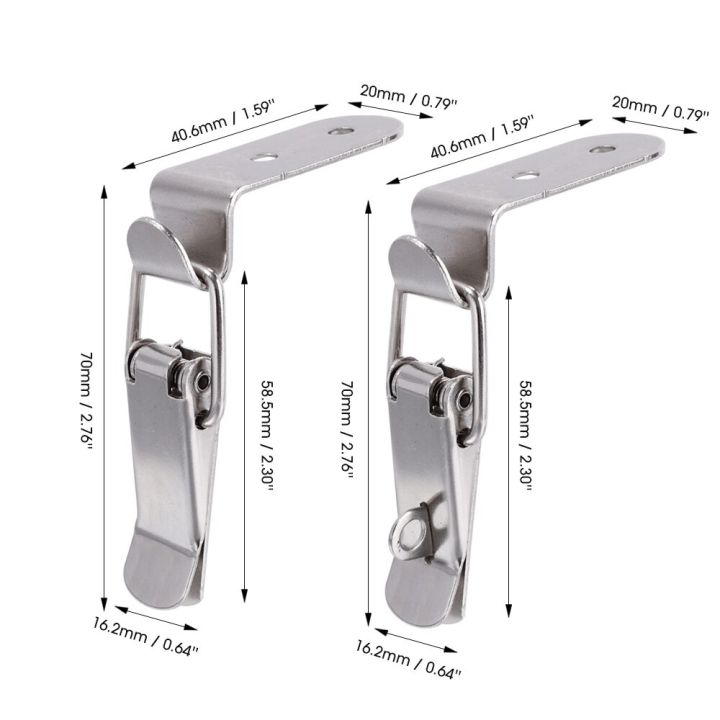 hot-k-4pcs-เป็ดปาก-buckle-hook-hasp-90องศาสปริงสเตนเลสสลักเกี่ยว-clasp-clamp-คลิปสร้อยเงิน-latch-จับแน่น