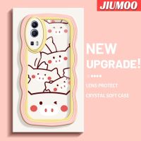 เคส JIUMOO สำหรับ VIVO Y72 5G Y52 5G Y75s 5G ลายการ์ตูนหมูน่ารักลายคลื่นเคสโทรศัพท์โปร่งใสแฟชั่นการ์ตูนน่ารักสร้างสรรค์ปลอกซิลิโคนนิ่มป้องกันเลนส์กล้องเคสใสกันกระแทก