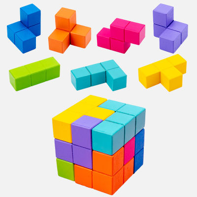 [ ของเล่น ] เด็กวัยหัดเดินปริศนาไม้บีชก้อน Soma การเผาไหม้สมอง Tetris ความคิดของเด็กๆของเล่นตัวต่อคิวบ์