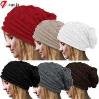 CGCJZ Winter Warm Striped Skullies Crochet Hat Beanie Women Caps Wool Knitted