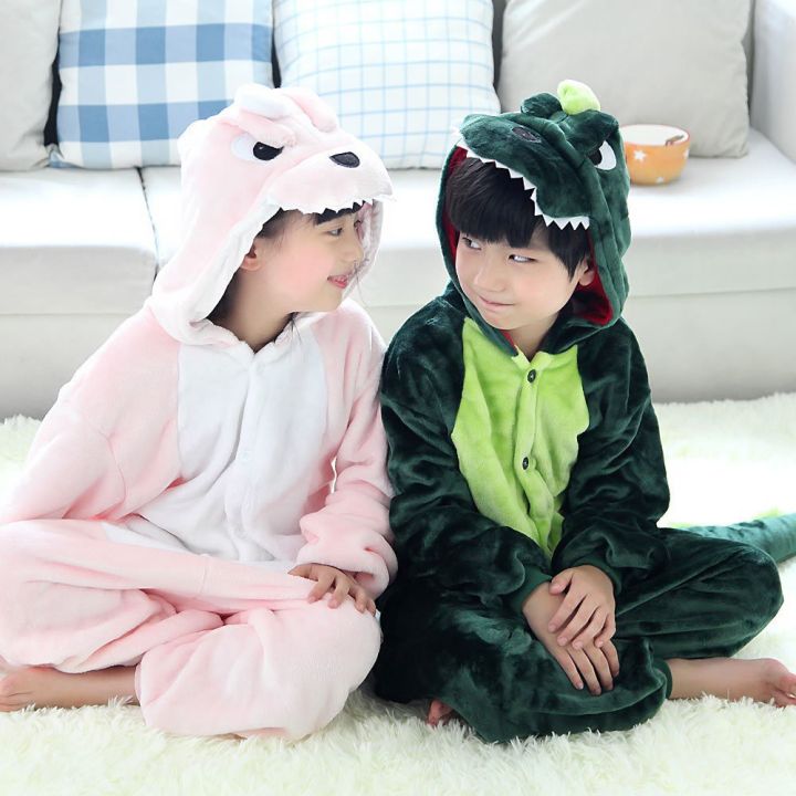 ready-stock-kids-boys-green-dinosaur-costume-animal-pajamas-girls-pink-red-dinosaur-sleepwear-halloween-christmas-birthday-gift-cosplay-dragon-mascot-fancy-dress-set-attach-shoes-paw-2-10-years