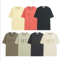 High Street FOG double-thread ESSENTIALS flocked 1977 printed loose men and womens lovers round neck short-sleeved t-shirt