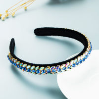 Fashion Designer Luxury Handmade Flannel Rhinestone Thin Headband For Women Korean Green Hair Accessories Luxury Headband