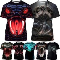 Summer New Personality Animal Snake Pattern 3D Printed T-shirt Unisex Casual Short-sleeved Hip-hop Cool Street Style T shirt Top