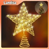 Christmas Star Tree Topper With LED Lights Spring-shaped Base For Christmas Tree Decoration