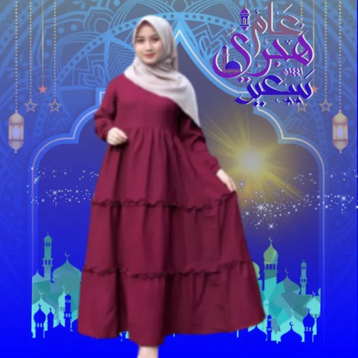 gamis rempel susun terbaru polos gamis canda 3 susun rempel bawah