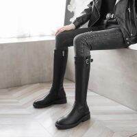 [COD] Over-the-knee boots plus womens winter new 3 cm thick heel long showing high warm soft leather