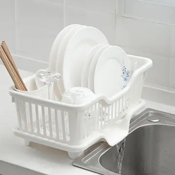 Plastic Dish Rack Minimalist White Kitchen Storage Rack for