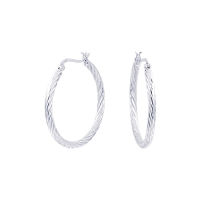 Silverthai 3mm x 35mm Spiral texture hoop earrings silver ,   ต่างหูห่วงเงิน , ต่างหูห่วงไม่มีที่สิ้นสุด , ต่างหูห่วงธรรมดาพร้อมตัวล็อคที่ปลอดภัย