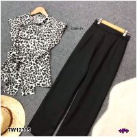 TW12395  Set 2 ชิ้น เสื้อแขนกุดลายเสือ + กางเกงขายาว + สายผูกเอว   สอบถุามก่อนสั่งซื้อ