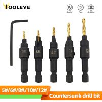 【DT】hot！ 5pcs Countersink Bit Set Woodworking Tools Chamfering Drilling Holes Metal Counterbore Cutter Hole Drills