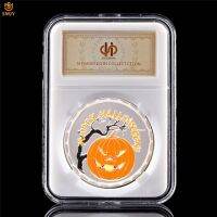 2019 Halloween Souvenir Coin Silver Plated Witch Pumpkin Grimace Happy Halloween Challenge Token Coin Collection W/PCCB Holder