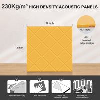 12 Pack Soundproof Wall Panels,12x12x0.4In Self Adhesive Sound Absorbing Panels,for Recording Studio,Office