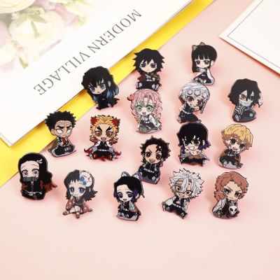 Wholesale 20Pcs Anime Demon Slayer Acrylic Brooch Tanjirou Nezuko Badge Pins DIY Decoration Backpack Clothes Hat Gifts